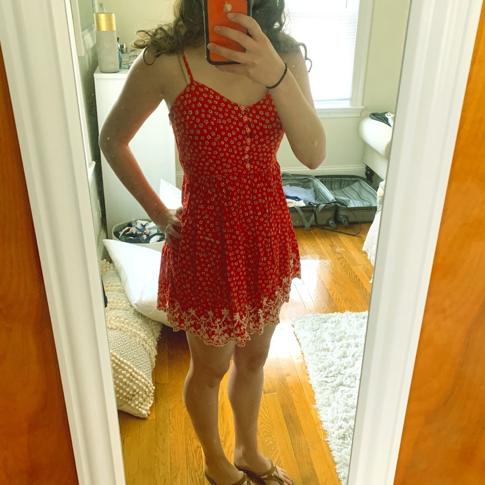 Red Floral Louche Sundress